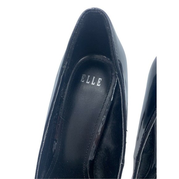 ELLE Elyalena Black Shiny Faux Leather Platform Stiletto High Heels Size 7.5 M - Picture 4 of 12